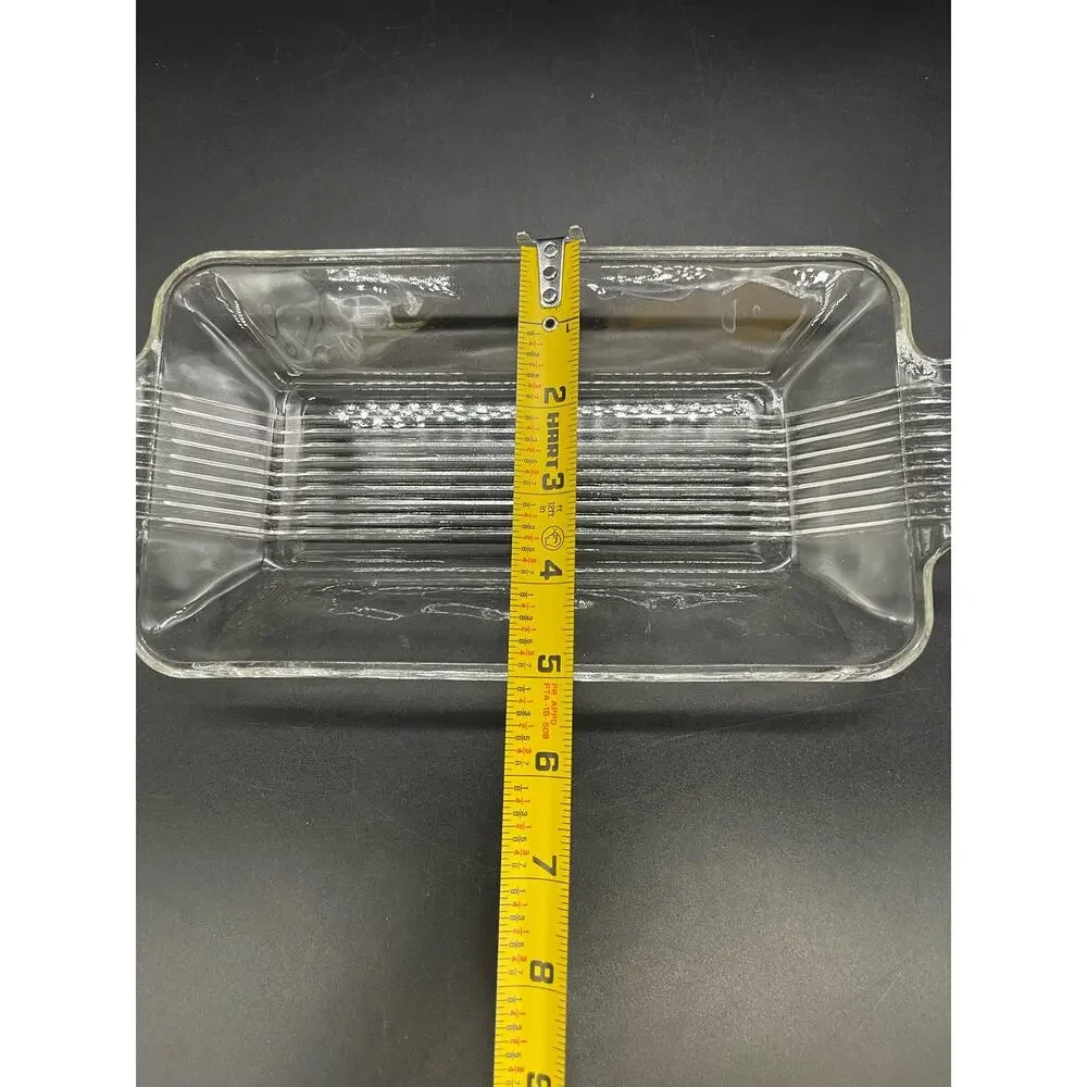 Vintage Ribbed Clear Glass Butter Dish *NO LID MCM 10